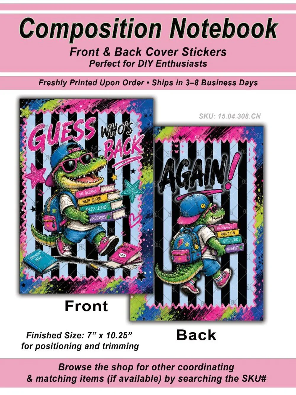 2/$12 📓🛌 Guess Who Back | Composition Notebook Covers Sticker | 15.04.308